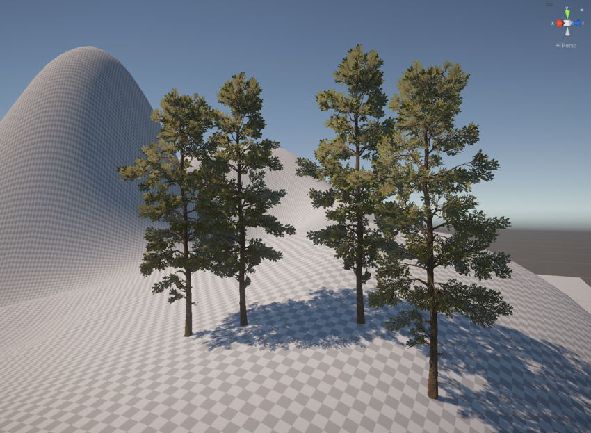 A Terrain and four trees.