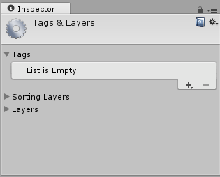 The Tags and Layers Manager, before any custom tags or layers have been defined