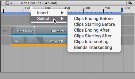 Right-click the Timeline Playhead for more clip selection options