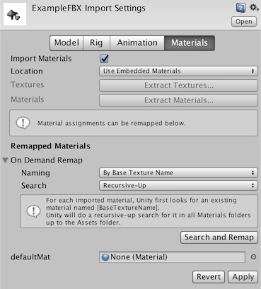 Unity - Manual: Model Importer: Materials