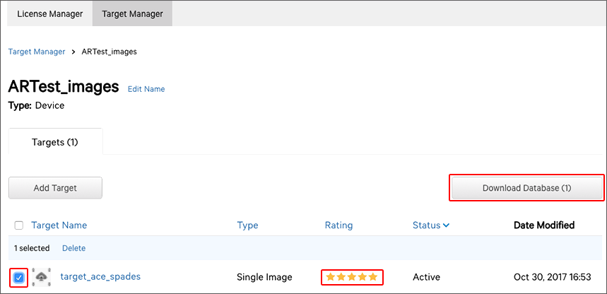 Downloading the Target database and Target quality rating