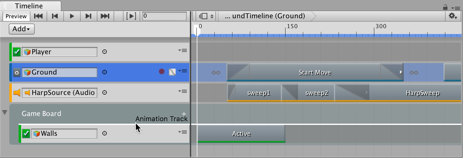 Release the mouse button when the white insert line appears within the Track group