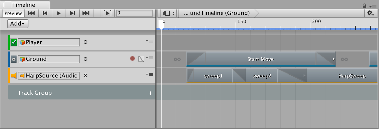 Timeline Editor window with Track group added