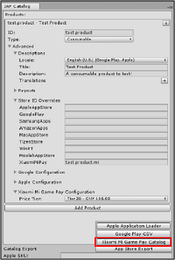 Exporting your app’s Product catalog for the Xiaomi developer portal.