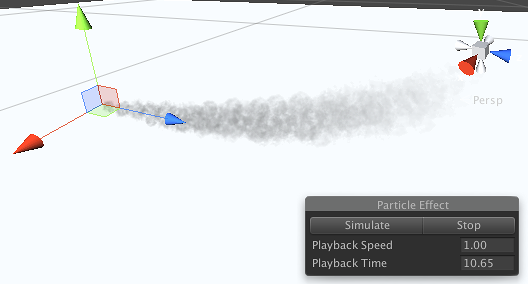 An exhaust generated by a particle system
