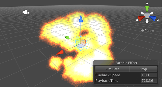 A particle system explosion during development