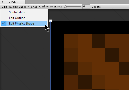 Edit Physics Shape option in the Sprite Editor window