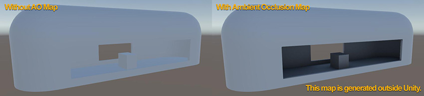 Pre-baked Ambient Occlusion helps shade the ambient light