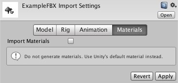 Unity Manual Model Importer Materials