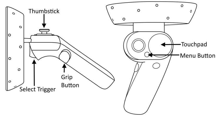 Windows Mixed Reality Controller buttons (image courtesy of developer.microsoft.com)