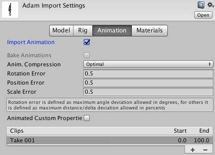 Unity - Manual: Model Importer: Animations