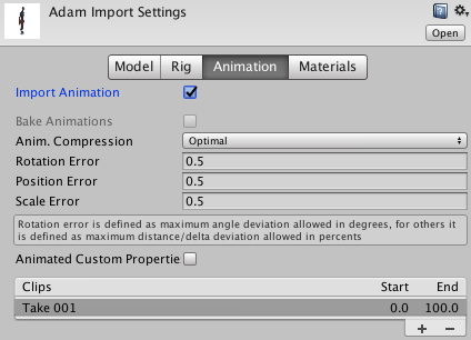 Unity Manual Model Importer Animations