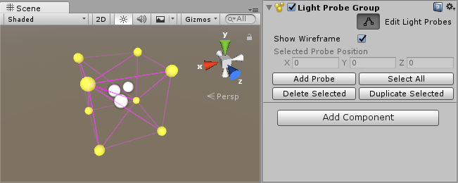 The default arrangement of light probes.