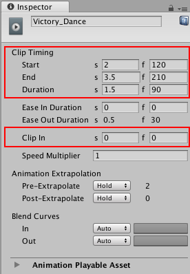 Position and trim a clip by adjusting its Start, End, Duration, and Clip In properties in the Inspector window