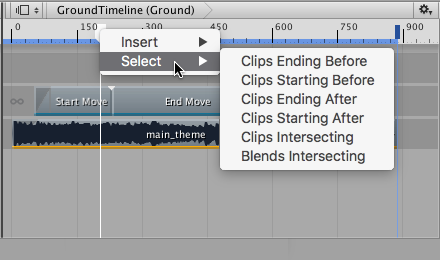 Right-click the Timeline Playhead for more clip selection options