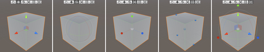 The Move, Scale, Rotate, Rect Transform and Transform Gizmos