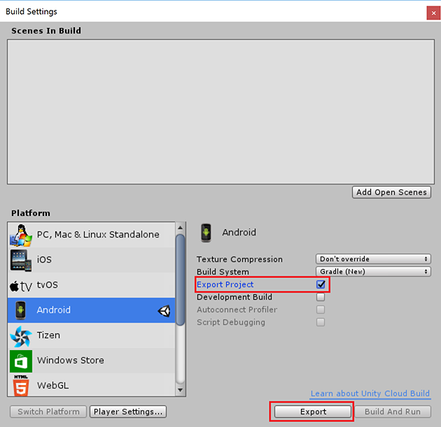 use android studio with unity