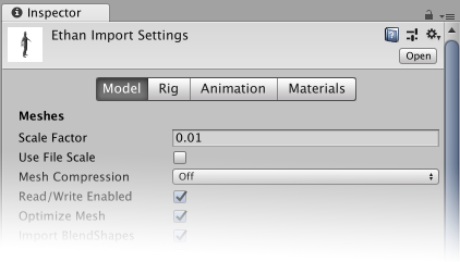 The Import Settings window