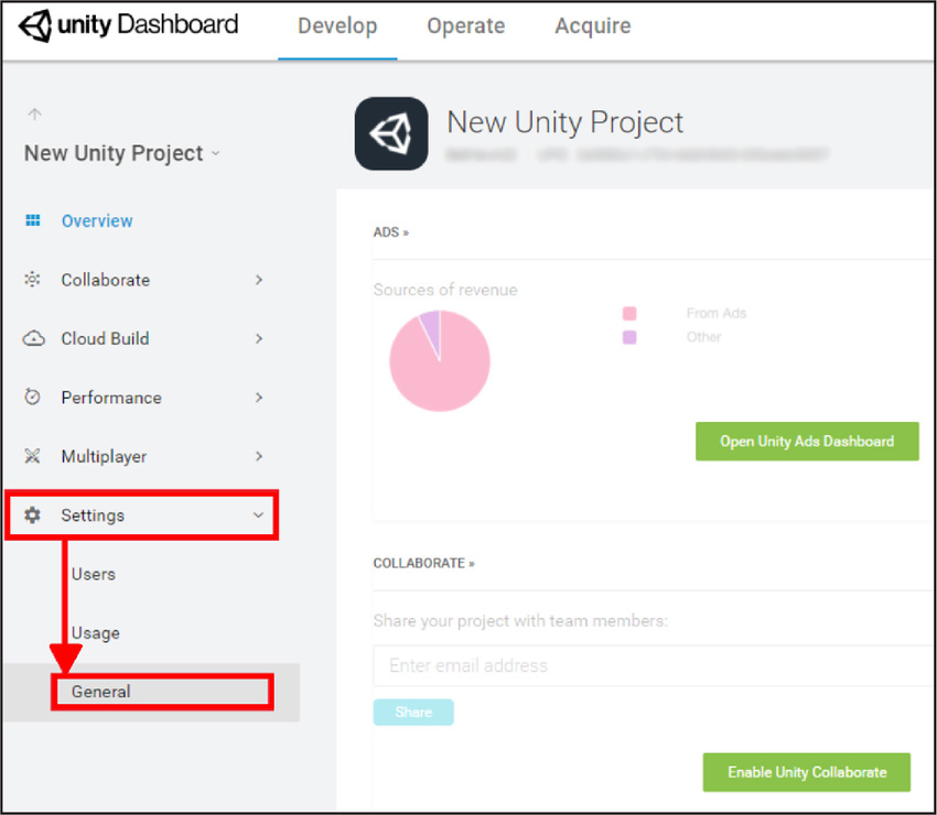 Selecting the General Settings for your Project