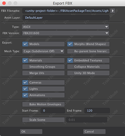 LightWave FBX Export Settings