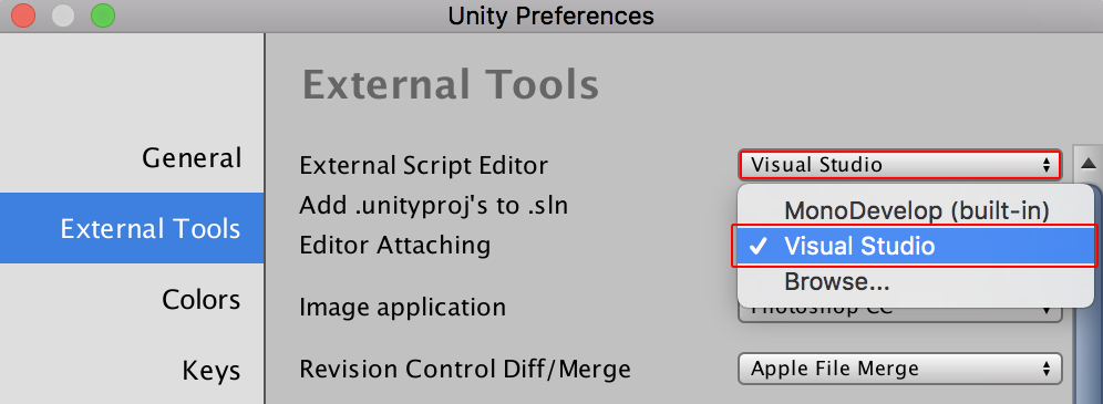 set up unity with visual studio