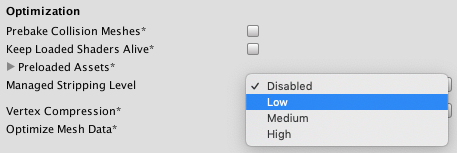 Managed Stripping Level setting