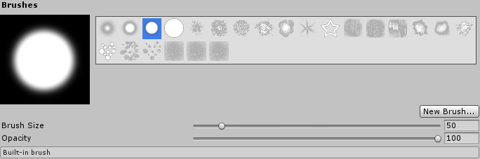 Built-in brushes in the Terrain Inspector
