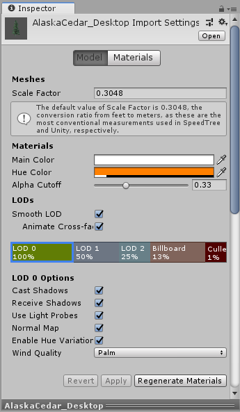 SpeedTree import settings