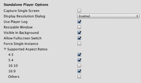 Standalone Player settings - Unity Manual