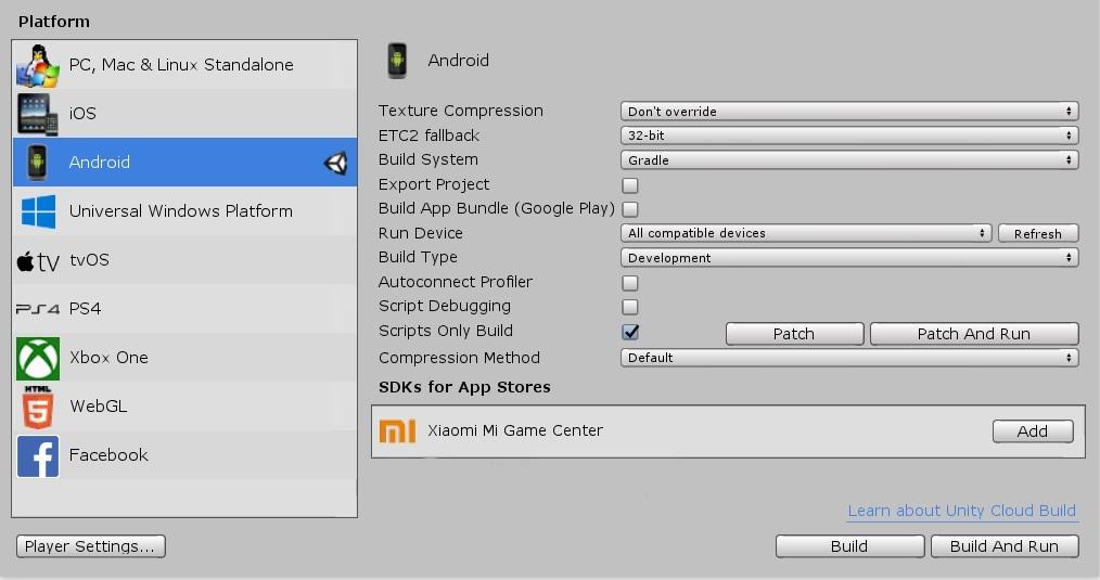 Unity - Manual: App patching for fast development iteration
