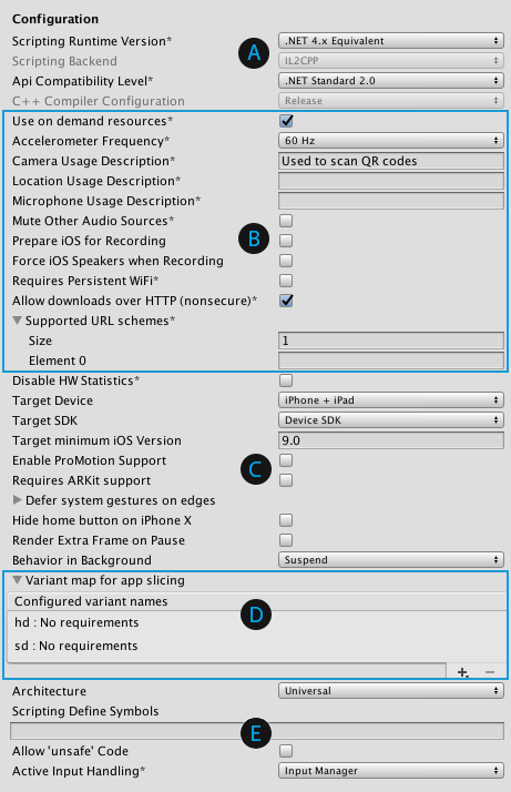 Unity - Manual: iOS Player settings