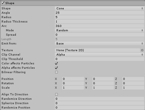 The shape module when set to Cone mode