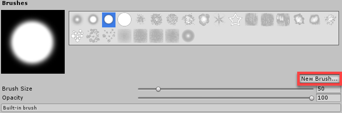New Brush button in the Terrain Inspector