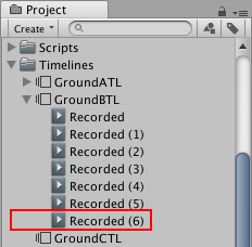The new Recorded (6) recorded clip appears in the Project window after you save the Scene or Project