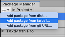 Add package from tarball button