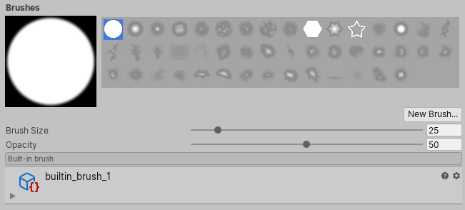 Built-in Brushes in the Terrain Inspector