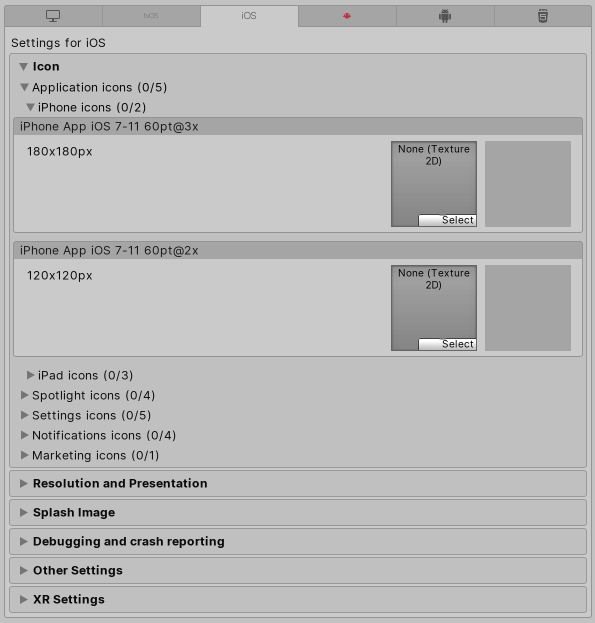 Unity Manual Ios Player Settings Icon