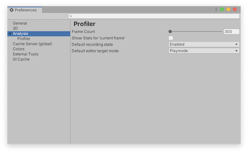 Analysis scope on the Preferences window