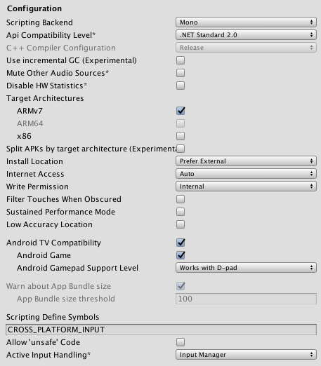 Unity - Manual: Android Build Settings