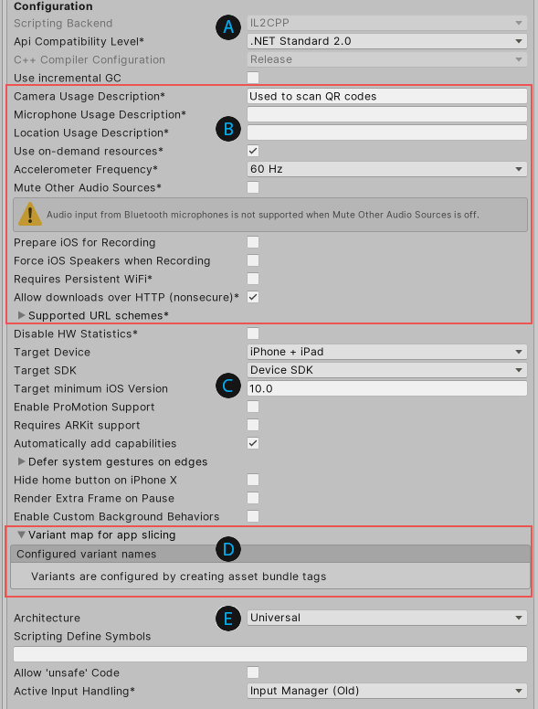 Unity - Manual: iOS Player settings