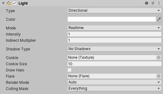 Light component showing various value and reference properties