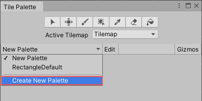 The New Palette drop-down menu.