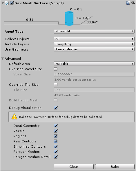 Nav Mesh Surface Inspector with Debug Visualization options