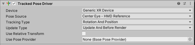 Tracked Pose Driver settings