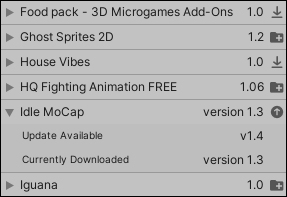 Available Asset Store package versions