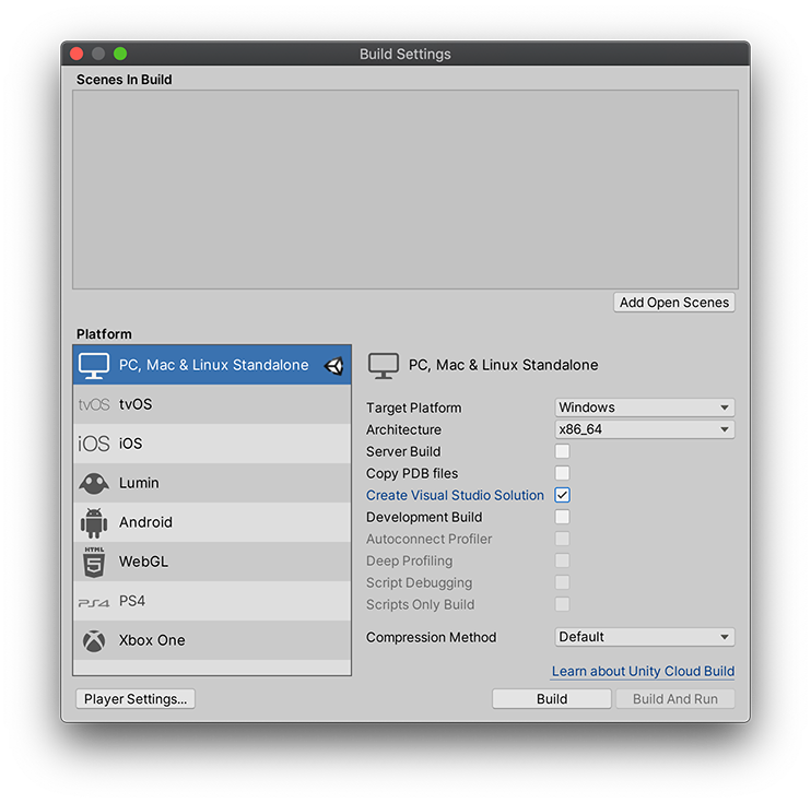 Unity - Manual: Visual Studio project generation for Windows Standalone