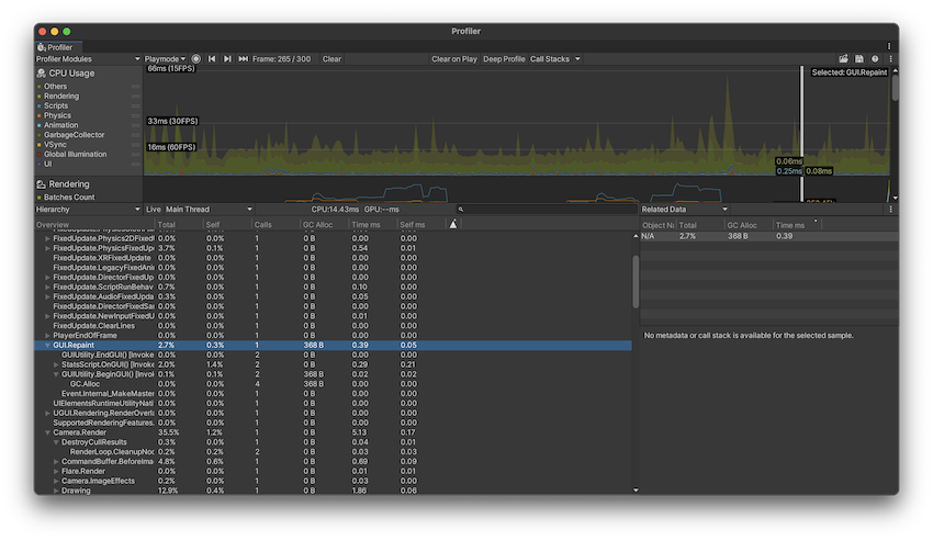 Related Data panel