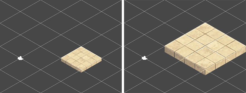 Left: Sprite set to 256 PPU. Right: The same Sprite set to 128 PPU.