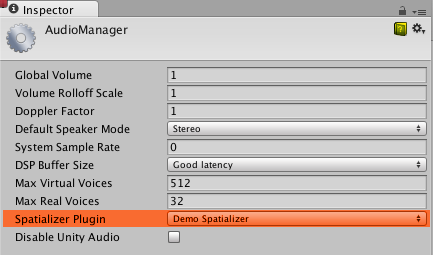 Spatializer plugin selector