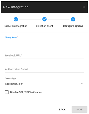 Webhook configuration settings.